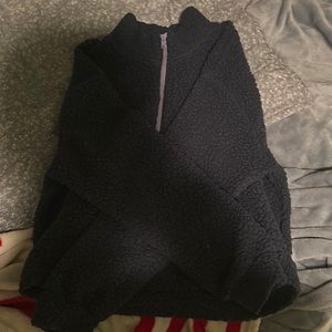 Dark blue fluffy purple zipper sweater